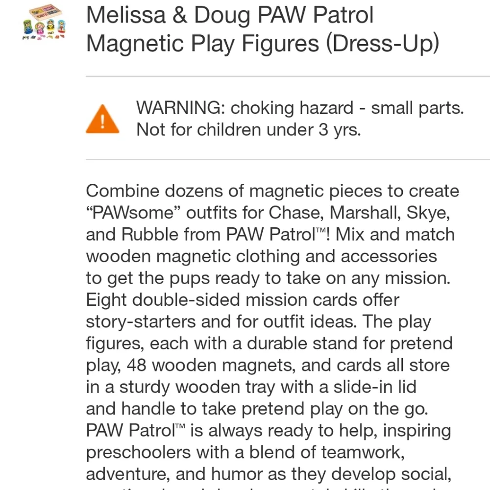 Melissa & Doug PAW Patrol Magnetic Play Figures (Dress Up)